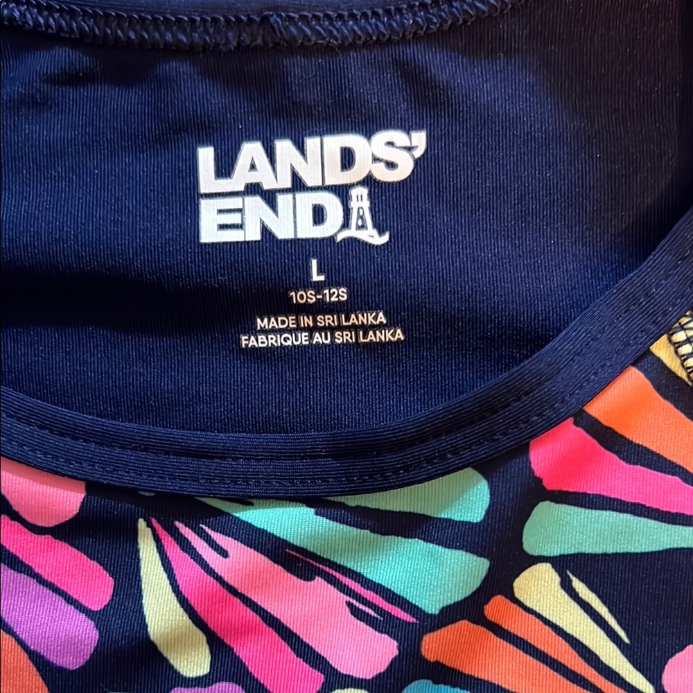 Lands' End Navy and Multicolor Patterned Top - Picture 2 of 3